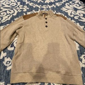Cremeiux men’s tan button up pullover sweater in size M